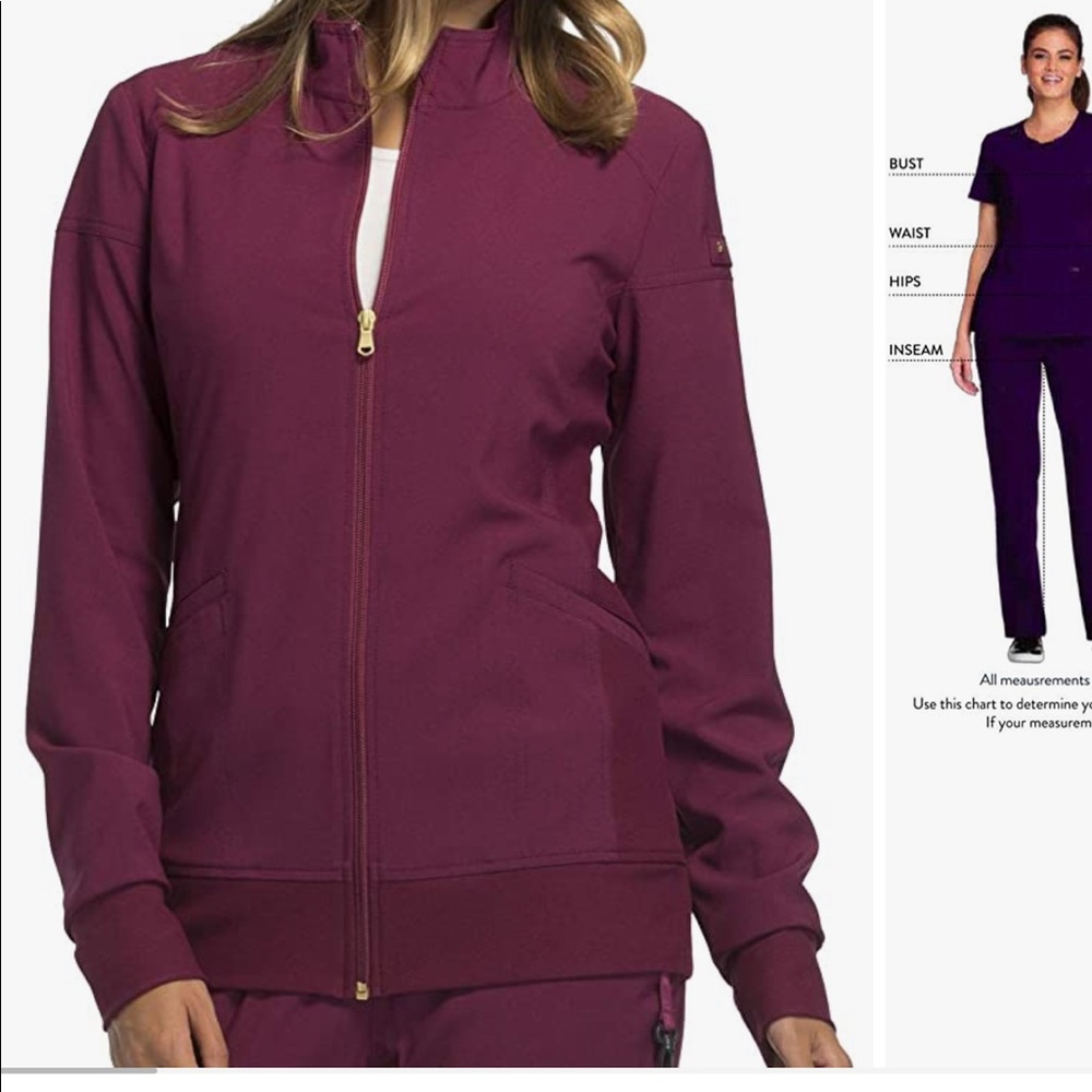 NWOT Cherokee Iflex Scrub Jacket Maroon XS